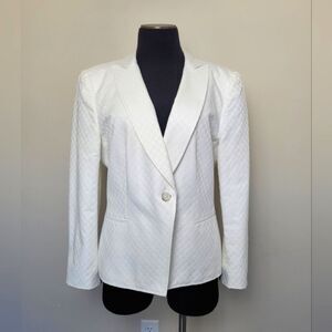 Giorgio Armani Black Label White Cotton Blazer Suit Jacket Lined Designer EU 48